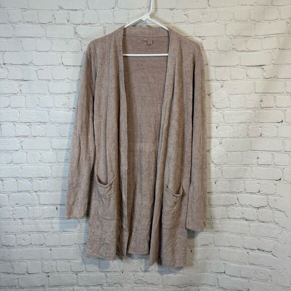 Barefoot Dreams Tan Open Front Cardigan Sweater - Picture 1 of 6